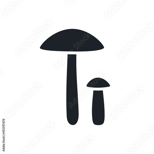 Birch bolete silhouette. Black isolated silhouettes. Fill solid icon. Modern glyph design. Vector illustration. Mushrooms. Food ingredients.