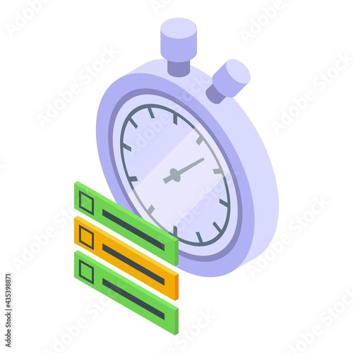 Task schedule stopwatch icon. Isometric of Task schedule stopwatch vector icon for web design isolated on white background