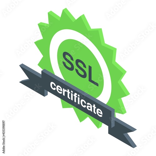 Ssl certificate icon. Isometric of Ssl certificate vector icon for web design isolated on white background