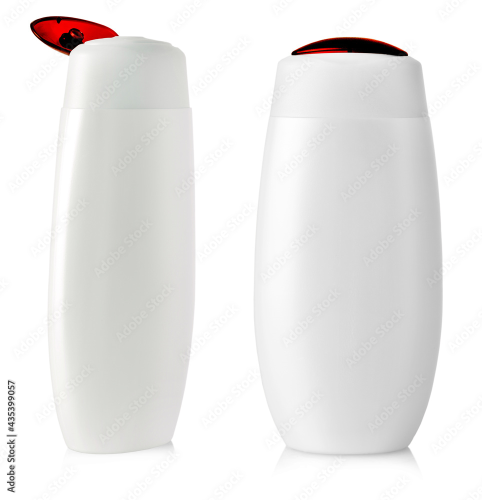 White blank plastic bottle on isolated background.. Selective focus White blank plastic bottle on isolated background.. Selective focus