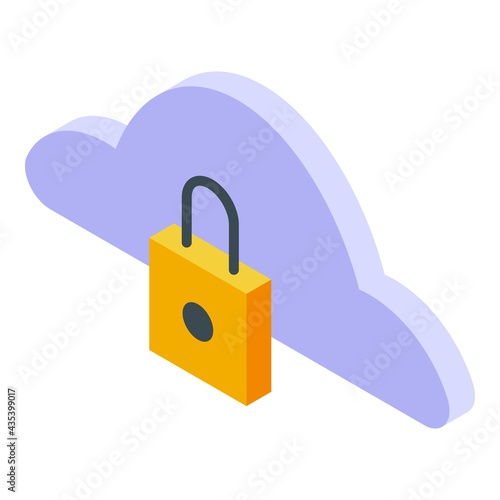 Data cloud ssl certificate icon. Isometric of Data cloud ssl certificate vector icon for web design isolated on white background