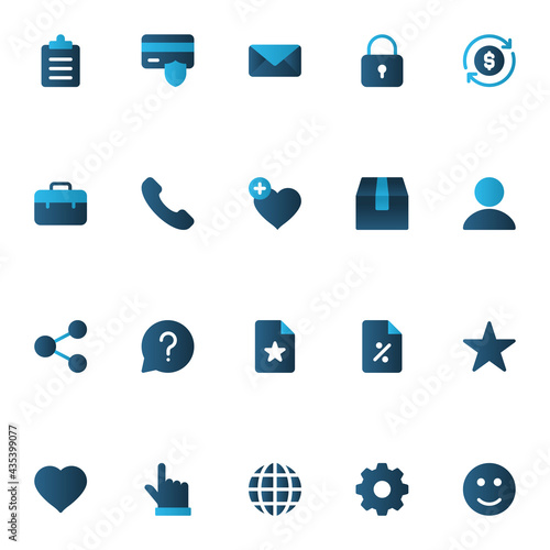 Gradient color icons for e-Commerce.