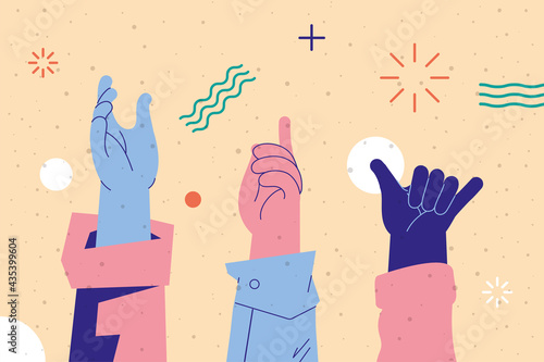 three hands gestures