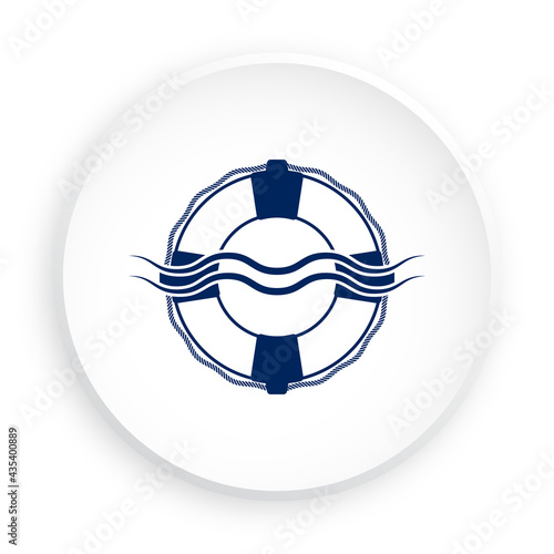 Life ring icon in neomorphism style for mobile app. Equipment for rescue of drowning. Button for mobile application or web. Vector on white background