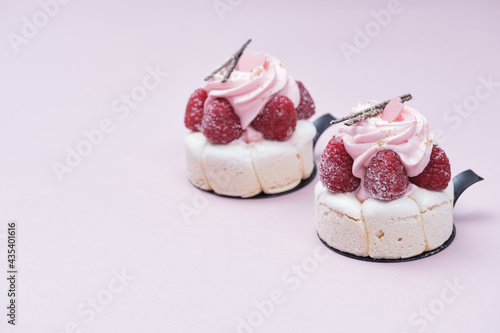 cakes with fresh raspberries for lovers for valentine's day