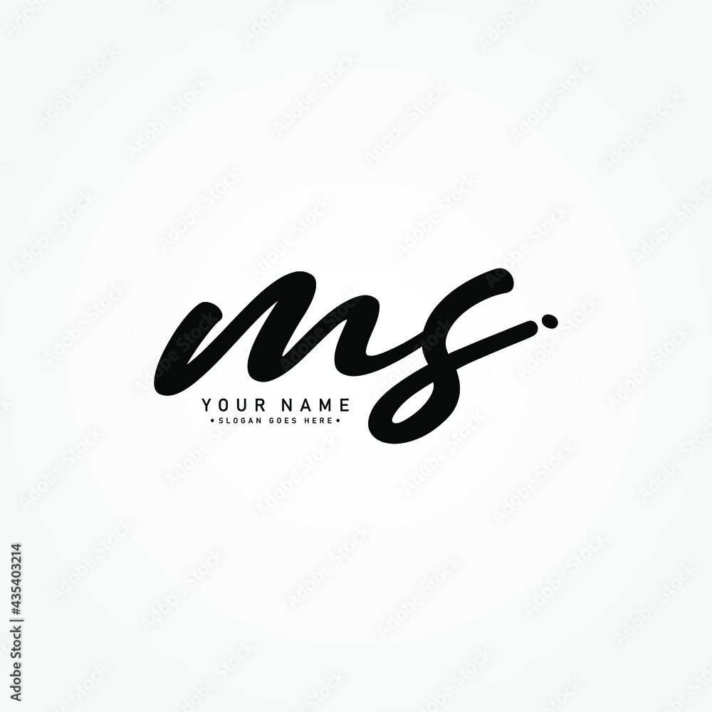 Ms Initial Signature Póster Initial Letter MS Logo - Handwritten Signature Style Logo ...