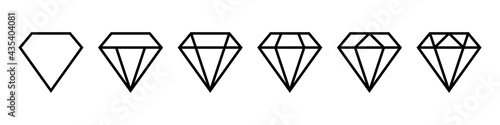 Diamond line icon set simple design