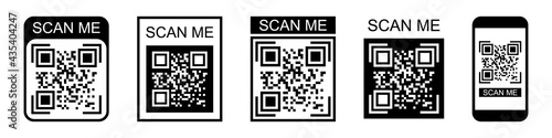 Qr code icon symbol set