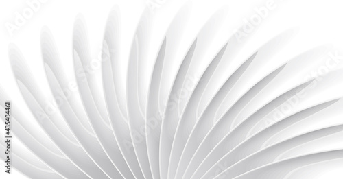 White 3d curves forming elegant twisted background  clean futuristic space wallpaper or stylized turbine illustration