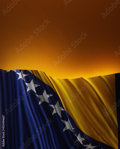 Abstract Bosnia and Herzegovina Flag 3D Render (3D Artwork)