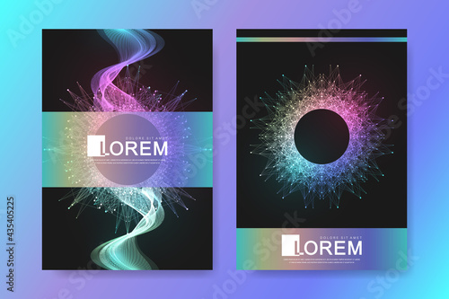 Innovative cover template quantum computer technology, big data visualization, artificial intelligence for brochure, leaflet, flyer, cover, banner.