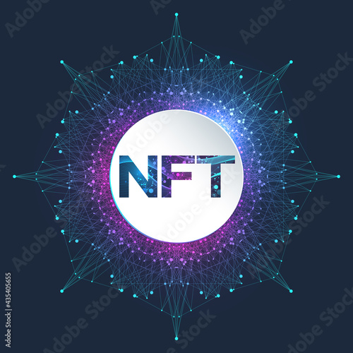 NFT non fungible token. Non-fungible tokens icon covering concept NFT. High-tech technology symbol logo vector.