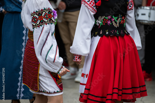 Ukrainian national clothing - embroideries. Young people in embroidered shirts