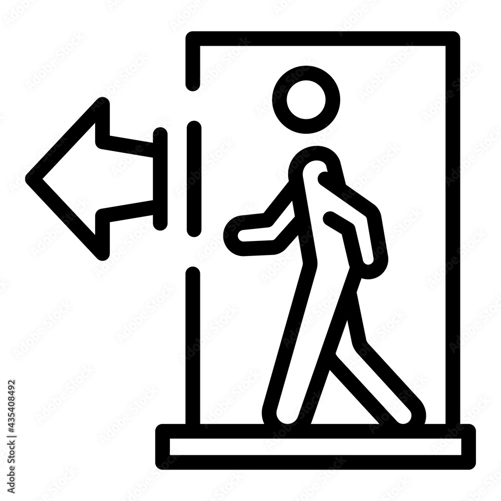 Walk through exit door icon. Outline Walk through exit door vector icon ...