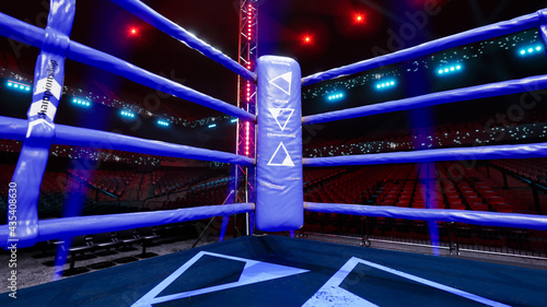 Empty boxing arena waiting new round 3d render illustration photo