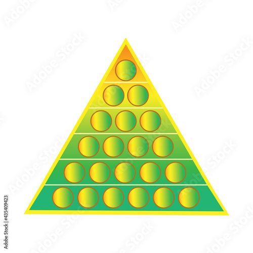 Gradient trendy pop it fidget in triangle shape. Vector illustration on white background.