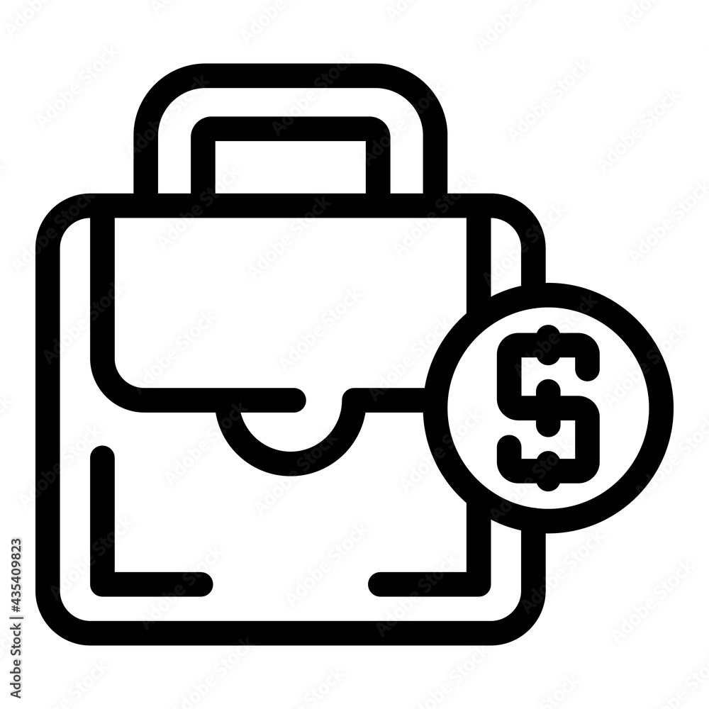 Suitcase money icon. Outline Suitcase money vector icon for web design isolated on white background Suitcase money icon. Outline Suitcase money vector icon for web design isolated on white background