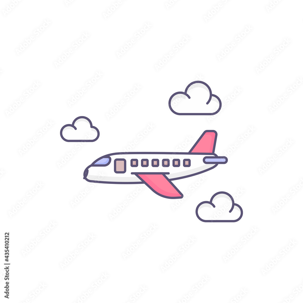 airplane vector fill outline icon style illustration. EPS 10 File