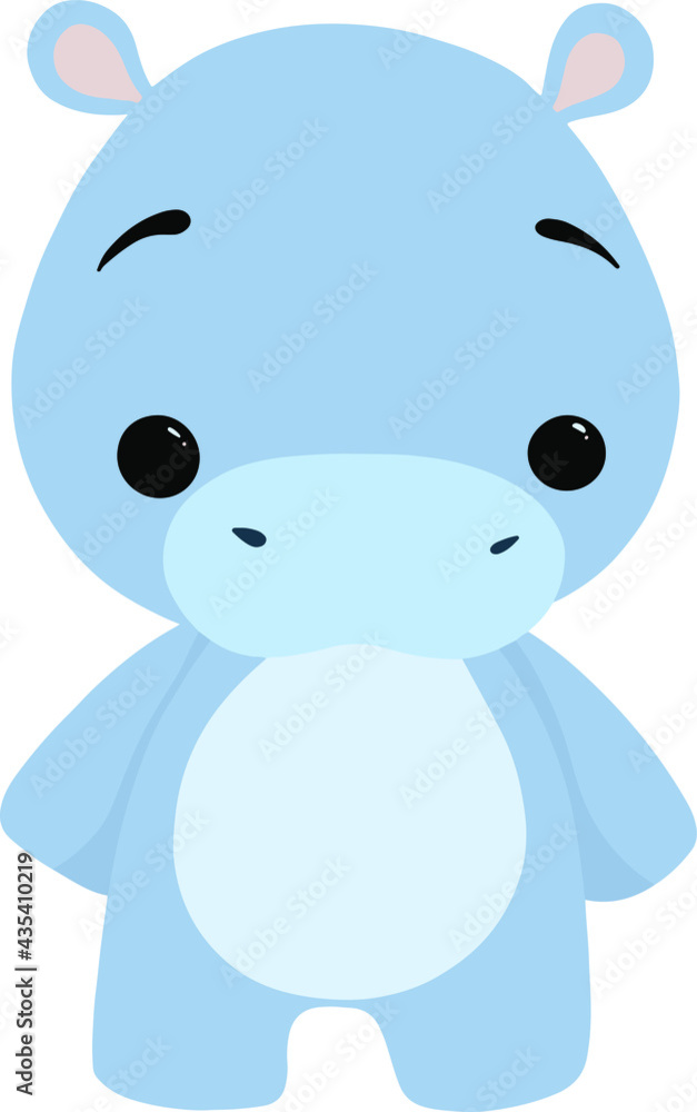 Obraz premium Cute character for kids. An illustration of a cute hippo, a baby animal for kindergarten.
