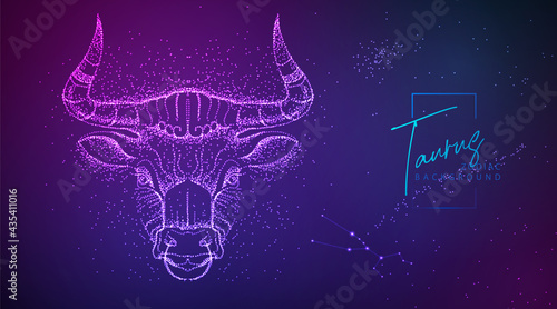 Neon modern  fluid background with astrology Taurus zodiac sign. Vector illustration