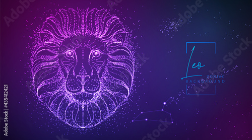 Neon modern  fluid background with astrology Leo zodiac sign. Vector illustration
