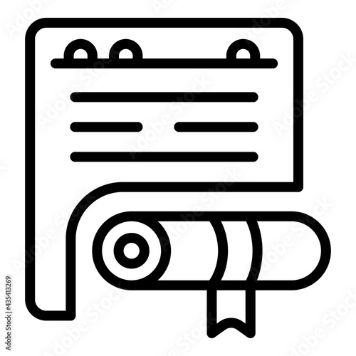 Degree diploma icon. Outline Degree diploma vector icon for web design isolated on white background