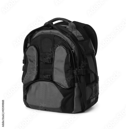 Backpack for camera isolated on white. Professional accessory