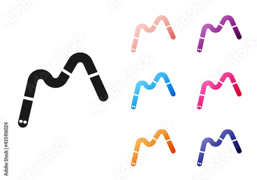 Black Jelly worms candy icon isolated on white background. Set icons colorful. Vector