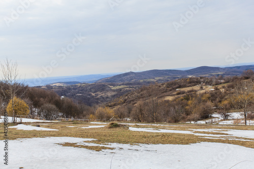 Nature Landscape. Winter daylight. Mountain range in eastern Serbia. Homolje Mountains