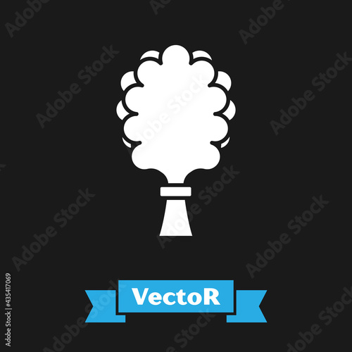 White Sauna broom icon isolated on black background. Broom from birch twigs, branches for Russian steam bath, sauna, washhouse. Vector