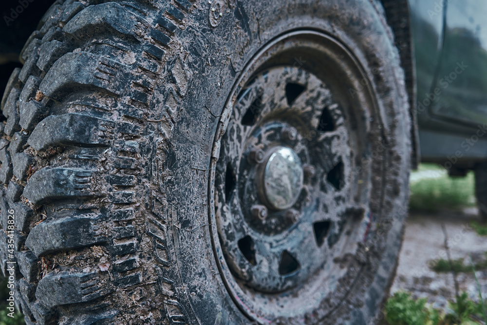 Tire treads in the mud, Jeep wheels