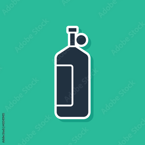 Blue Aqualung icon isolated on green background. Oxygen tank for diver. Diving equipment. Extreme sport. Diving underwater equipment. Vector