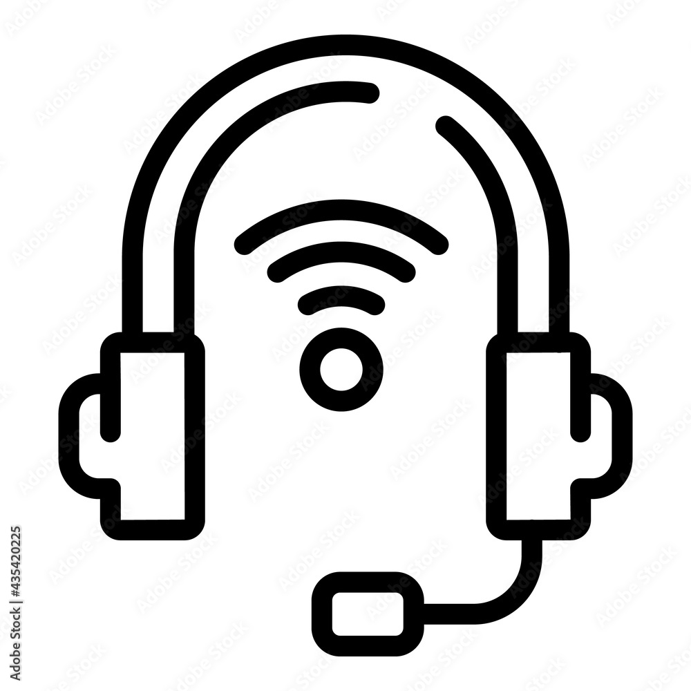 Wireless headphones icon. Outline Wireless headphones vector icon for web design isolated on white background Wireless headphones icon. Outline Wireless headphones vector icon for web design isolated on white background