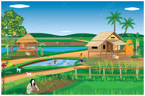 lifestyle of people at countryside vector design