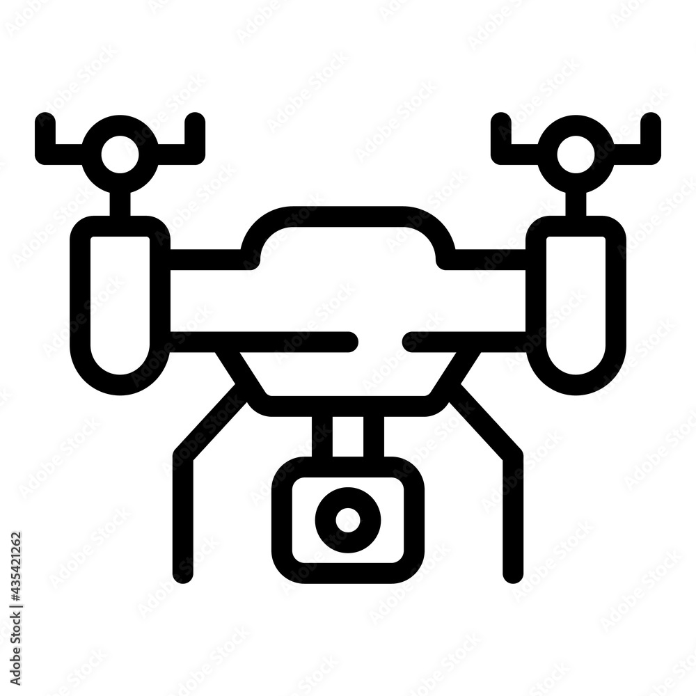 Video drone icon. Outline Video drone vector icon for web design isolated on white background Video drone icon. Outline Video drone vector icon for web design isolated on white background