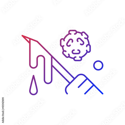 Blood gradient linear vector icon. Hospital waste transmitting infectious material. Biomedical trash. Thin line color symbols. Modern style pictogram. Vector isolated outline drawing