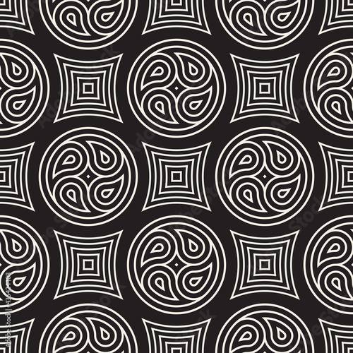 Vector seamless pattern. Modern stylish abstract texture. Repeating geometric circle and star tiles from decorative elements.