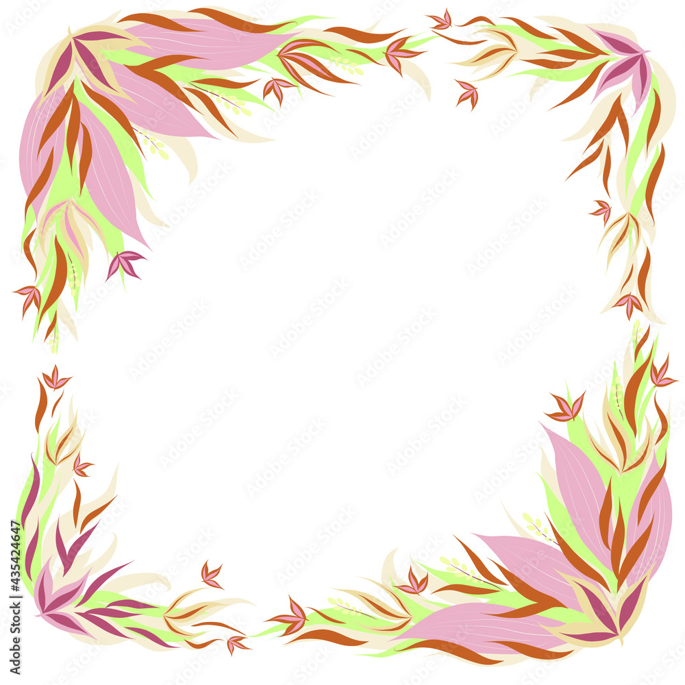 Decorative frame made of leaves. Vector illustration. Decorative frame made of leaves. Vector illustration.