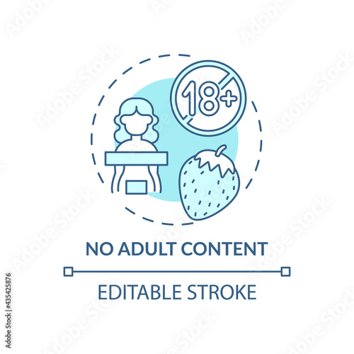 No adult content concept icon. Social media safety idea thin line illustration. Child protection from accessing adult websites. Vector isolated outline RGB color drawing. Editable stroke