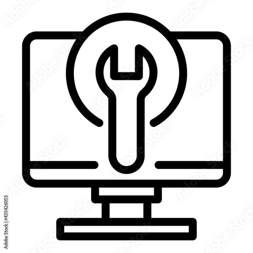 Instrument repair computer icon. Outline Instrument repair computer vector icon for web design isolated on white background