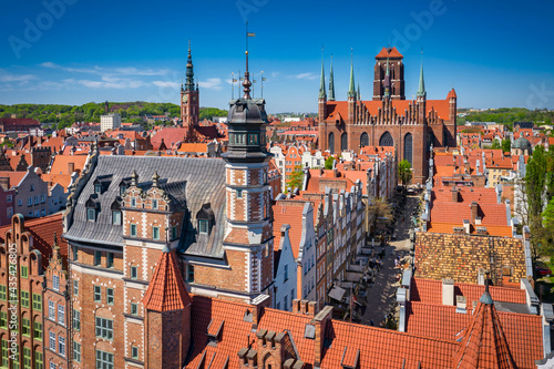 Beautiful architecture of the main city of Gdansk at summer. Poland