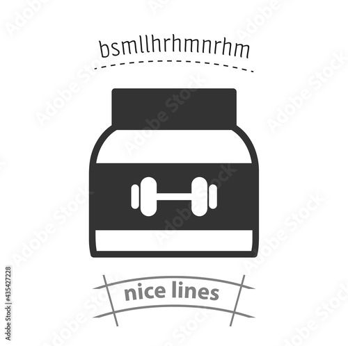 Protein powder jar. Bodybuilding food supplement icon