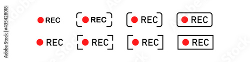 Rec icons set isolated on white background. Audio or video recording concept. Vector illustration