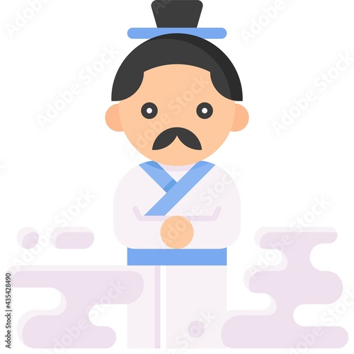 Chinese poet and politician icon Dragon Boat festival related vector