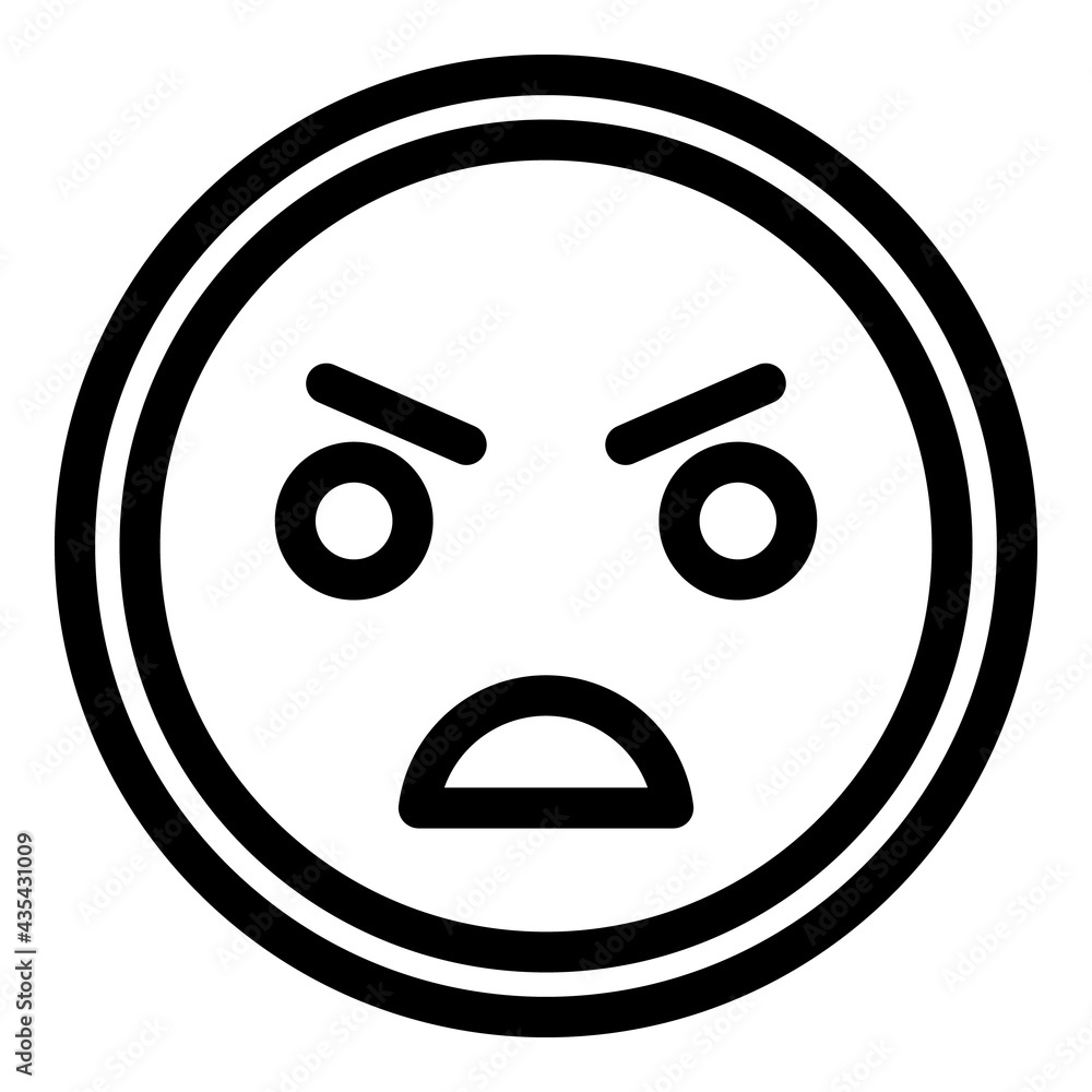 Furious smile icon. Outline Furious smile vector icon for web design isolated on white background Furious smile icon. Outline Furious smile vector icon for web design isolated on white background