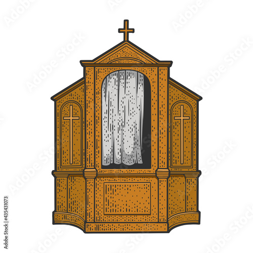 Canvas-taulu Confessional cabinet box color line art sketch engraving vector illustration