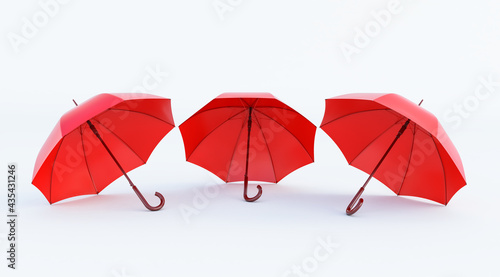 classic elegant opened red umbrella isolated on white background  3 red umbrella. 3D render