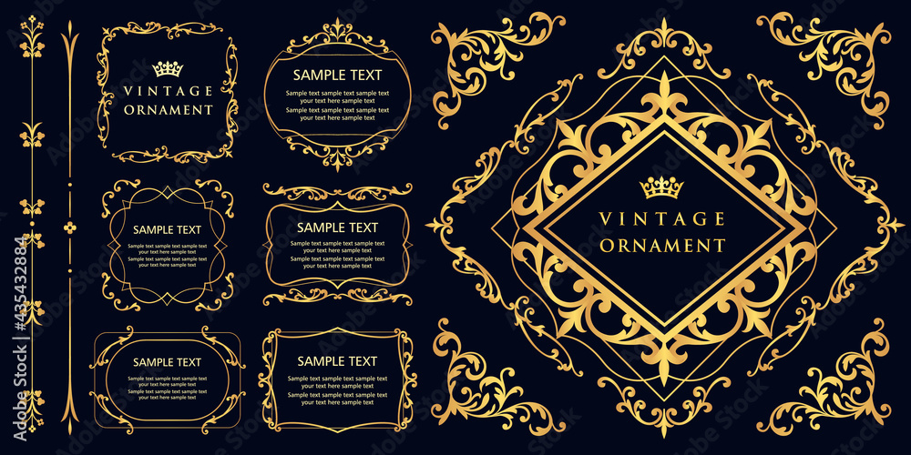 ビンテージオーナメントセット。ボーダー、フレーム。