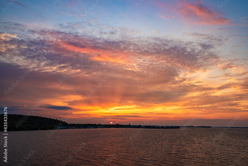 Beautiful sunset over Dnieper river near Cherkasy, Ukraine Beautiful sunset over Dnieper river near Cherkasy, Ukraine