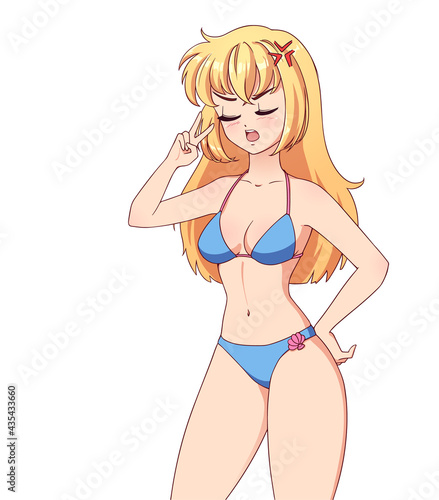 Angry anime manga girl with blonde hair